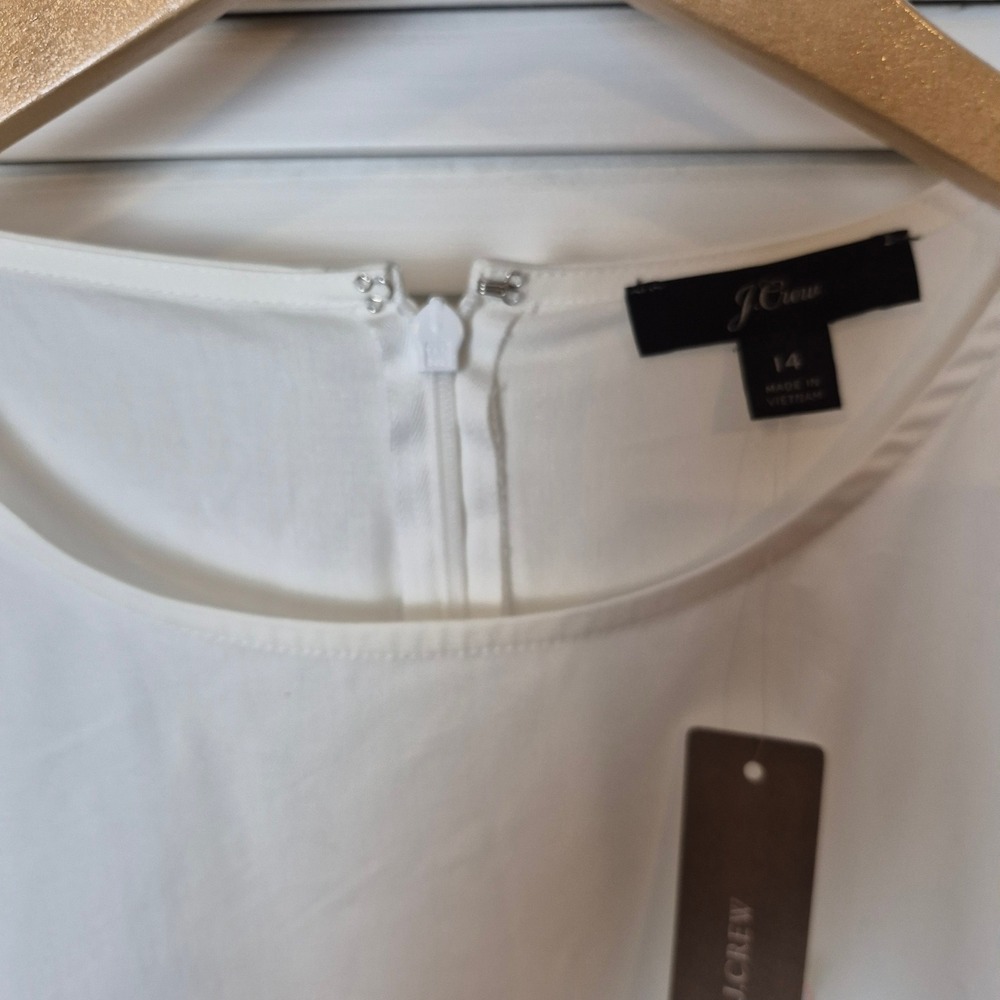 J Crew White Long Sleeve Blouse Preppy Top Minimalist Office Classic 14‎ NWT - Picture 3 of 16